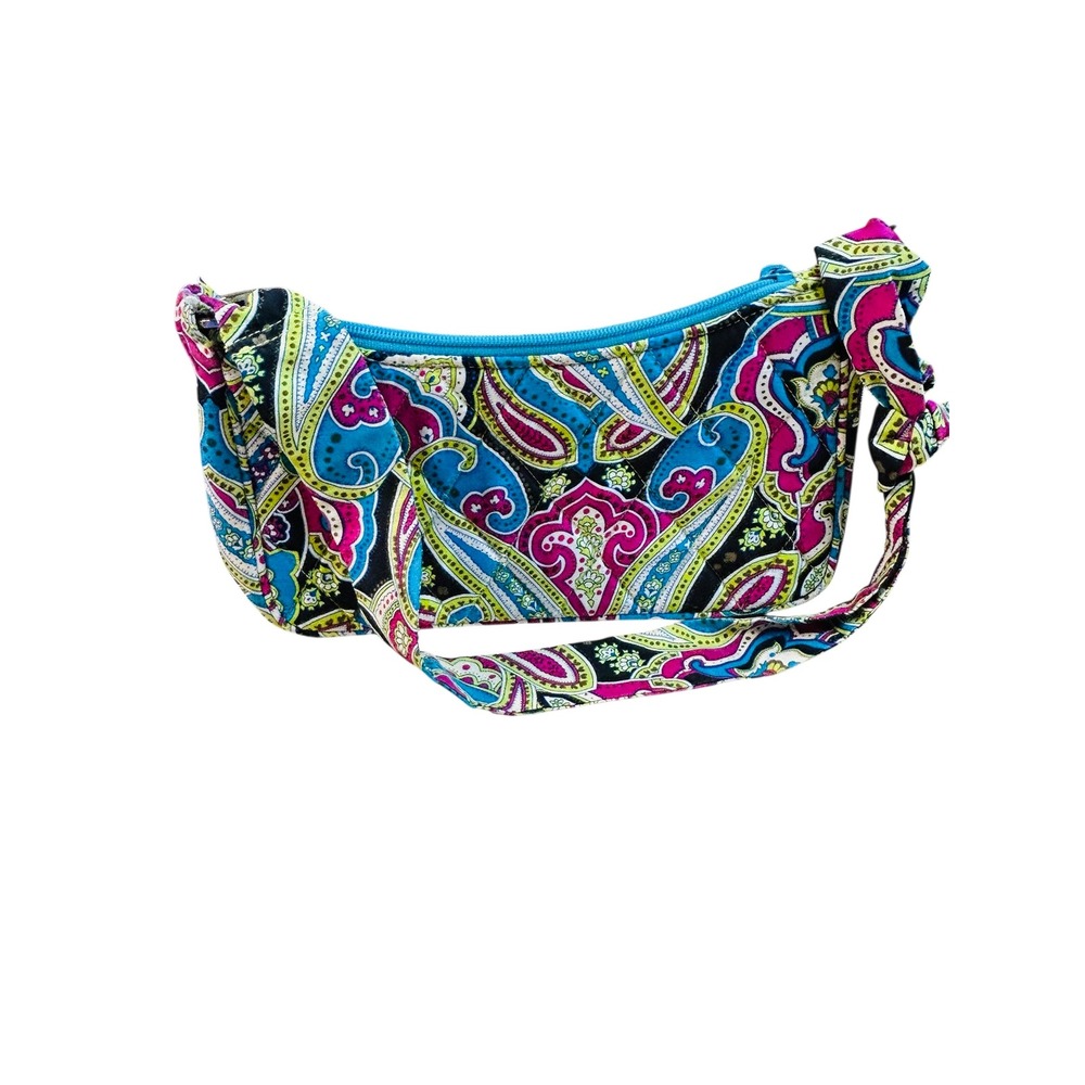 Vera Bradley Paisley‎ Small Shoulder Bag Purse Blue Pink Yellow